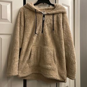 PINK Sherpa hooded pull over